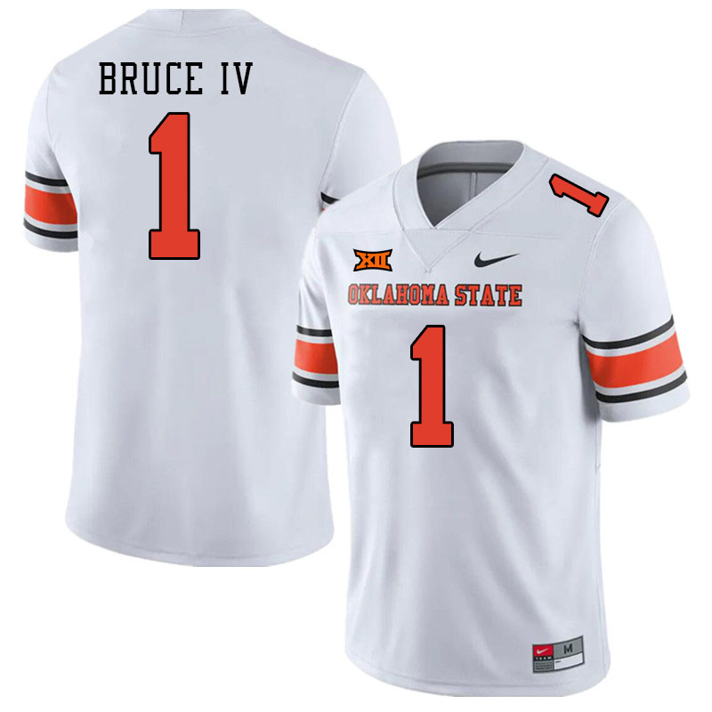 Men #1 Arland Bruce IV Oklahoma State Cowboys College Football Jerseys Stitched-White - Click Image to Close